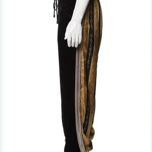 Men’s Gucci Black and Gold Track Pants with Ornate Side Stripe